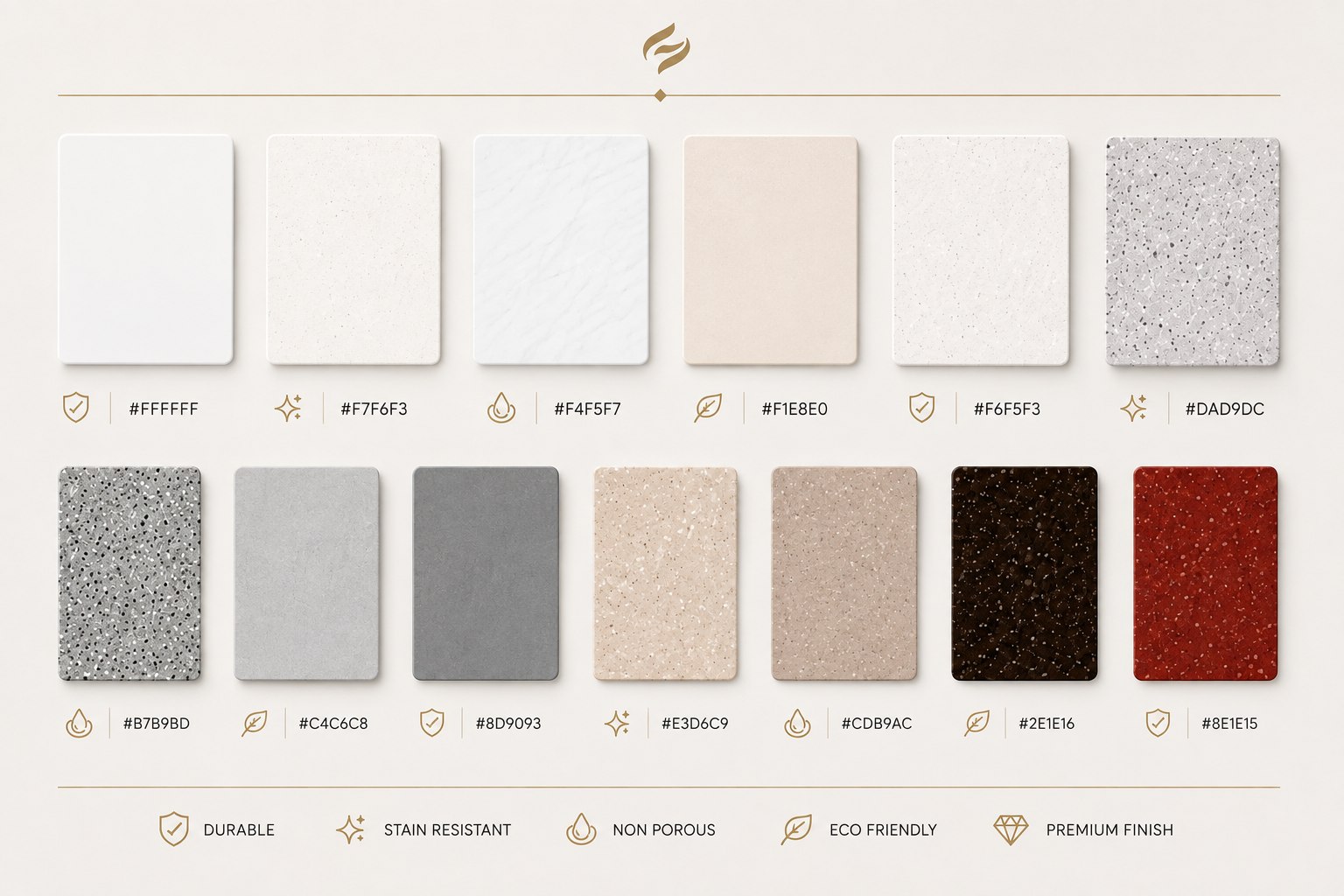 Stalwart Best Selling Solid Surface Color Swatch Palette